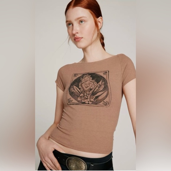 Urban Outfitters Kimchi Blue Women's Goddess Brown Graphic Tee,Size L,NWT - Picture 9 of 9